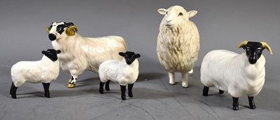 Lot 279 - A group of Beswick pottery sheep to include a...
