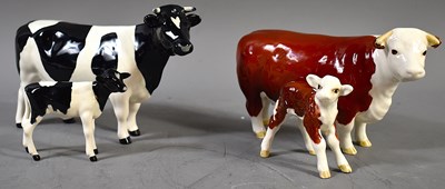 Lot 301 - A Beswick pottery Hereford cow and calf named...