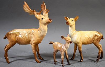 Lot 303 - A Beswick pottery Stag, Deer and Faun, the...