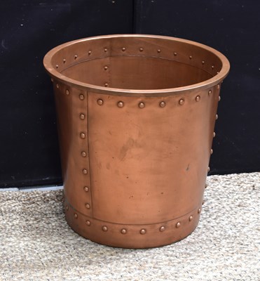 Lot 591 - A large Bronzino copper riveted cauldron /...