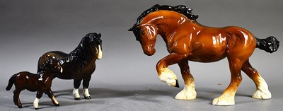 Lot 269 - A Beswick pottery Shire Horse, Shetland pony...