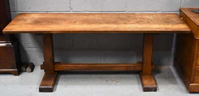 Lot 628 - A 19th century French oak refectory table,...