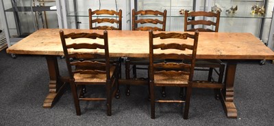 Lot 641 - A large 19th century oak refectory table with...