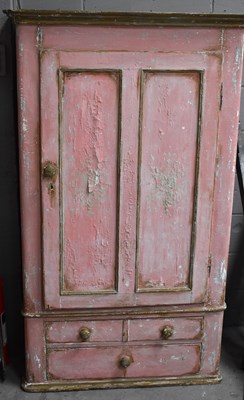 Lot 625 - An antique pine wardrobe with two single...
