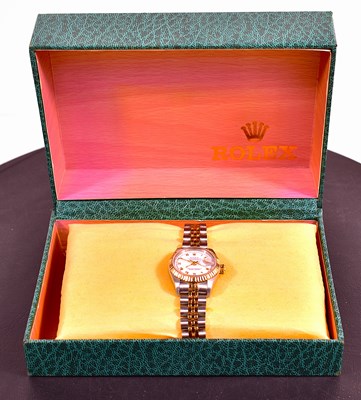 Lot 9 - A Ladies Rolex "Datejust" watch, gold coloured...