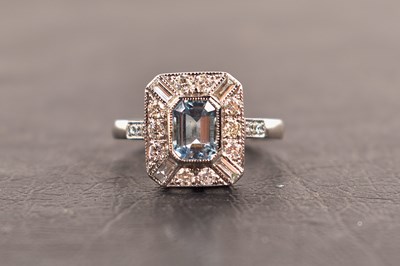 Lot 121 - An Art Deco platinum, diamond and aquamarine...