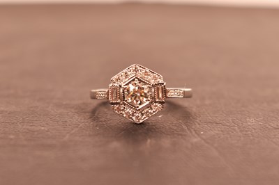 Lot 118 - A platinum and diamond Art Deco style ring, of...