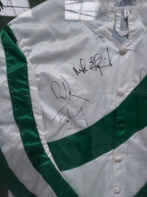 Lot 351 - A framed set of horse jockey racing silks by...