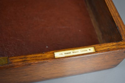 Lot 195 - An antique oak cutlery box by Goldsmiths &...
