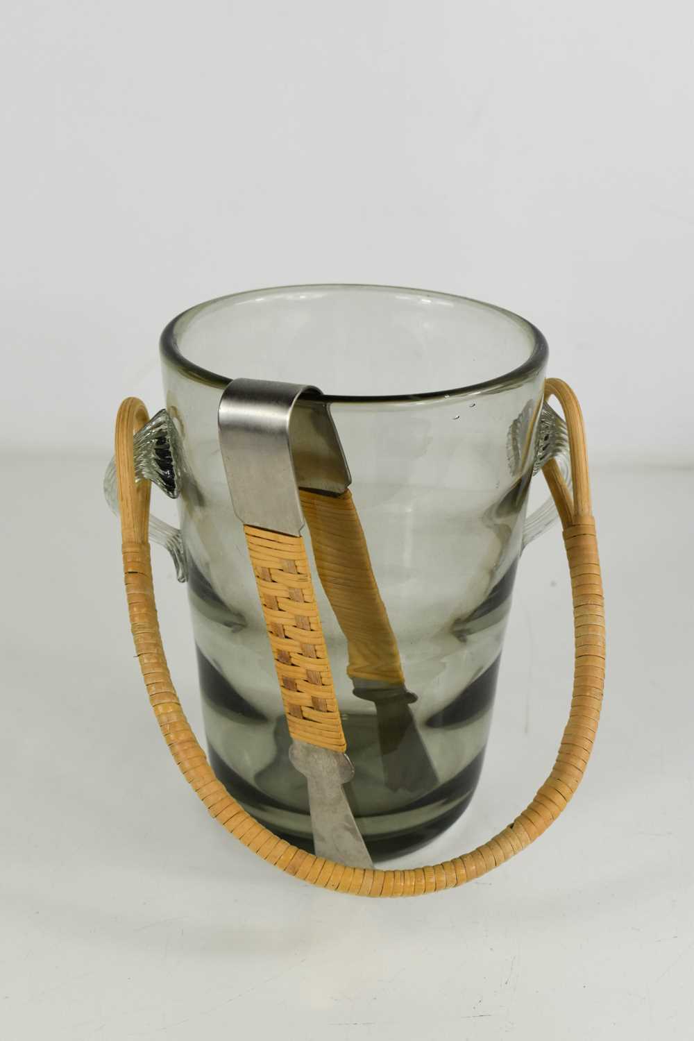 Lot 24 - A Holmgaard smoky glass mid century ice bucket,...