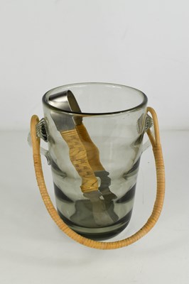 Lot 24 - A Holmgaard smoky glass mid century ice bucket,...