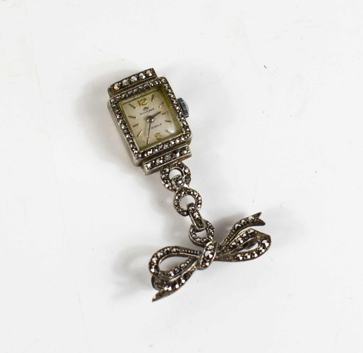 Lot 23 - A vintage Bucherer silver and marcasite set...